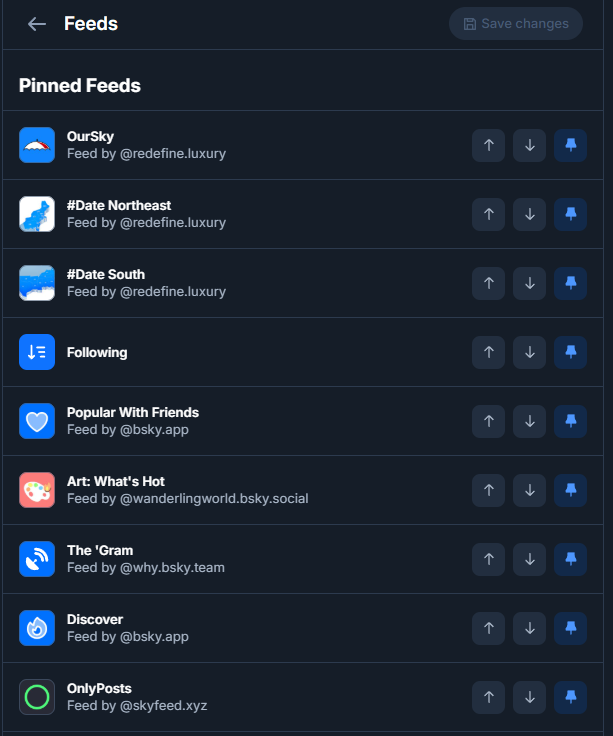 Regional feed pinning